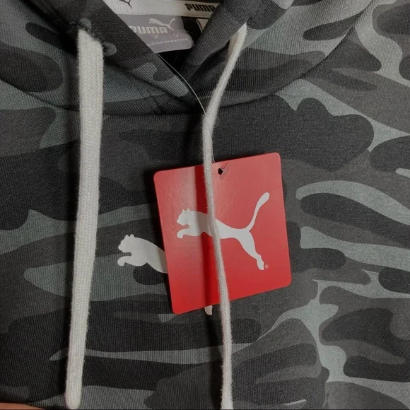 NWT Puma Logo Hoodie Grey Camo Small cotton blend - Picture 5 of 10